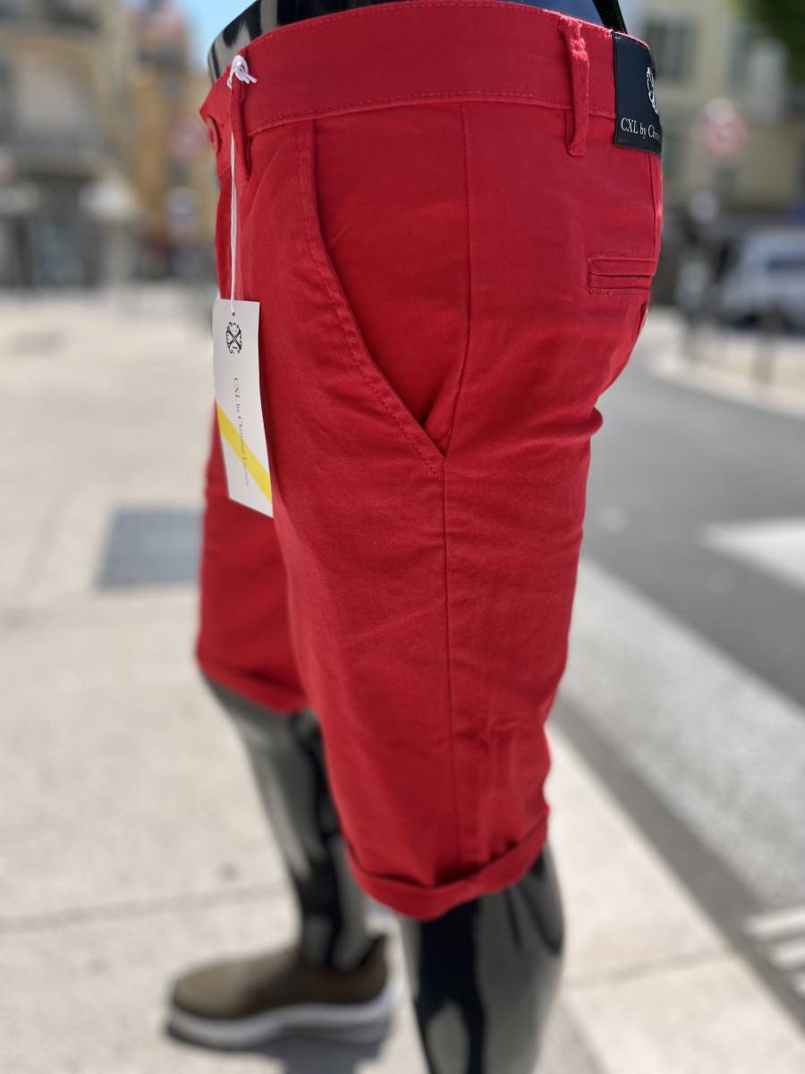 BERMUDA SLIM FIT ROUGE CHRISTIAN LACROIX À MONACO