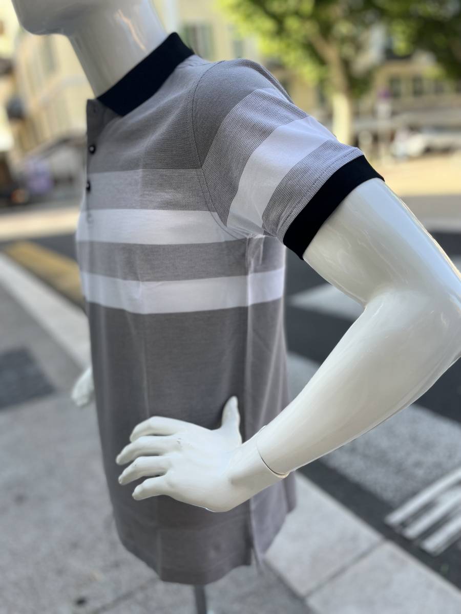 POLO GRIS CLAIR RAYÉ BLANC LA SQUADRA À ANTIBES